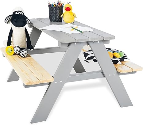 Pinolino Kindersitzgarnitur Nicki Fur 4 Aus Massivem Holz 2 Banke Mit 1 Tisch Empfohlen Fur Kinder Ab 2 Jahren Grau Amazon De Baby