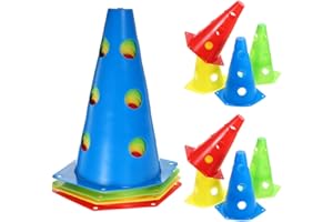 DIYEAH 12pcs Plastic Soccer Cones Agility Training Markers Multi-Color Sports Field Traffic Pylons