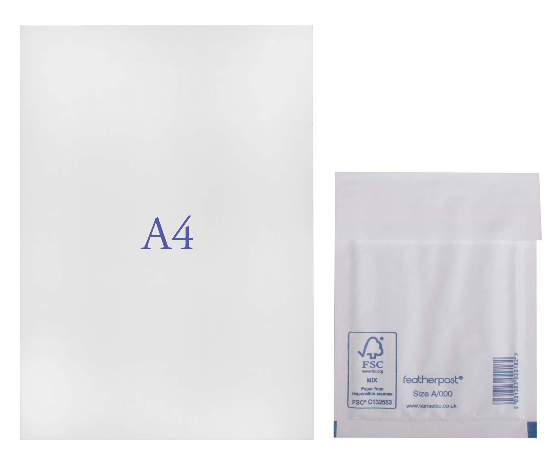 Featherpost Padded Envelopes, White, Size A, 140mm x 175mm (External), Pack of 100