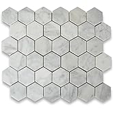 Stone Center Online Carrara White Marble 2x3 Illusion 3D Cube Rhombus ...
