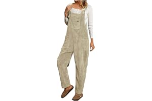 Corduroy Overalls for Women Loose Fit Fall Baggy Barrel Overalls Adjustable Strap Bib Wide Leg Jumpsuits With Pockets