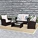 Wisteria Lane Outdoor Patio Furniture Set, 5 Piece Garden Rattan Sofa Wicker sectional Sofa Seat with Coffee Table,Brown