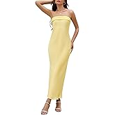 ZTMZA Womens 2025 Satin Strapless Dress Tube Backless Elegant Bodycon Long Formal Silk Wedding Guest Maxi Dresses
