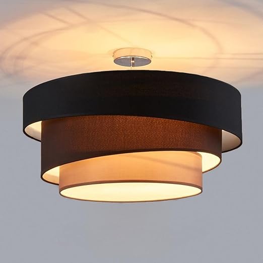 Modern Ceiling Lighting Ceiling Lamp Round Fabric Shade Lamp Decor