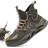 Hogent Steel Toe Shoes for Men Women Comfortable Work Safety Shoes Lightweight Steel Toe Sneakers for Men Puncture Proof Indestructible Mens Work Shoes Sneakers Size 10.5 Green