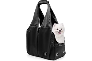 GISARYC Dog Purse Carrier for Small Dogs, Cats, and Puppies – Soft-Sided Travel Pet Tote Bag with 4 Large Pockets, Foldable, Lightweight, Fits Pets up to 15 lbs, for Travel, Outings (Black)