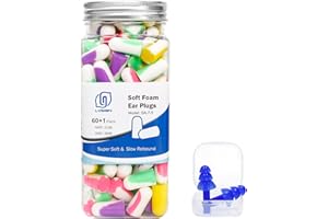 LYSIAN Ultra Soft Foam Earplugs for Sleep- Noise Cancelling Ear Plugs for Sleeping, Shooting,Snoring, Mowing Sound Reduction 38dB- 60 Pairs Multi Color