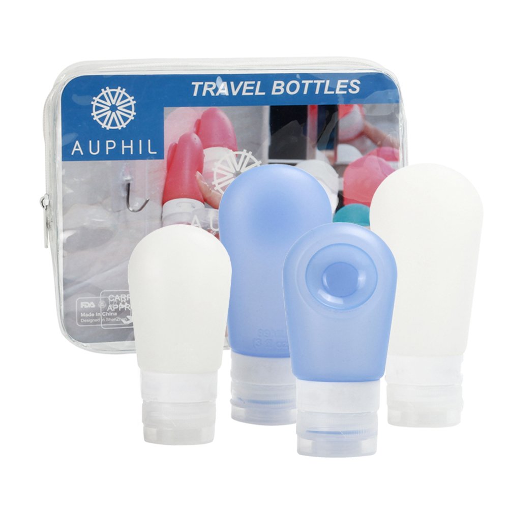 Silicone Travel Bottles 4 Pack Leakproof Refillable Travel Size Bottles TSA Approved BPA Free Squeeze Travel Tubes Set with Bag Empty Travel Containers for Toiletries (3oz and 2oz)