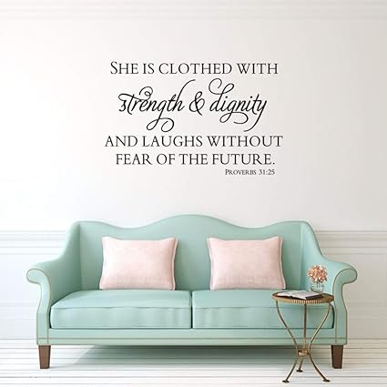 Proverbes Bibliques Force Et Dignite Vinyle Sticker Mural Citation Decoration De La Maison Bricolage Art Papier Peint Amovible Stickers Muraux 37 57 Cm Amazon Fr Bricolage