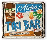Ambesonne Tiki Bar Mouse Pad, Rusty Vintage Sign