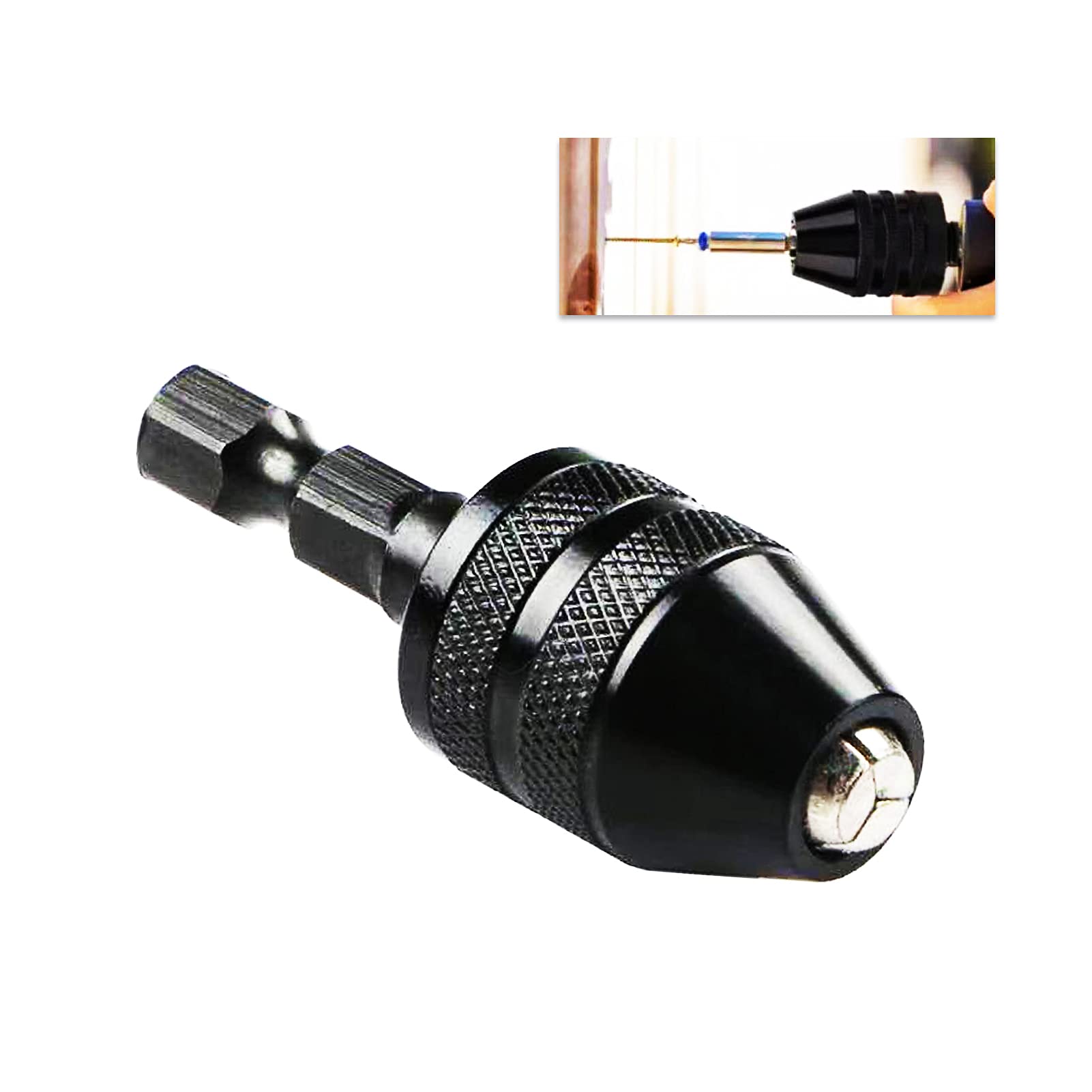 Keyless Drill Chuck Adapter 0.3-3.6mm Quick Change 1/4” Hex Shank Drill Bits Chuck for Micro Drill Bit Drill Chuck Adapter Conversion Tool