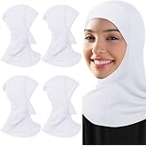 Geyoga 4 Pcs Modal Hijab Cap for Women | Adjustable Muslim Stretchy Turban Hijab Scarf for Women Full Cover Shawl Cap Full Neck Coverage for Lady
