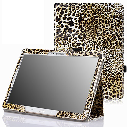 MoKo Samsung Galaxy Tab S 10.5 Case - Slim Folding Cover Case for Samsung Galaxy Tab S 10.5 Inch Android Tablet, Leopard BROWN (With Smart Cover Auto Wake / Sleep)