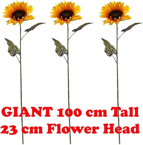 3 x 100 cm GIANT SINGLE ARTIFICIAL SUNFLOWER Amazon.co.uk Kitchen & Home