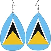 Country Flag Teardrop Earrings For Women Lightweight Leather Dangle Earrings Patriotic Jewelry Gifts