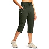 G GRADUAL Women's Capri Pants with 3 Zipper Pockets Lightweight Quick Dry Hiking Travel Capris Pants for Women Casual Summer