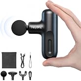 HEYCHY Super Mini Massage Gun Deep Tissue Portable Muscle Massager, 3000RPM | 4 Heads for Men Women, Back Neck Legs Muscle Relief, Quiet for Home Gym Office Travel, FSA Eligible, HSA, Black