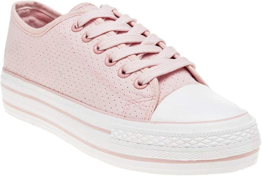 pink perforated sneakers