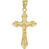 Jewels By Lux 10kt Yellow Gold Diamond-Cut Mens Cross Crucifix Religious Charm Pendant