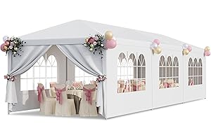 JupiterForce 10x30 Party Tent Outdoor Canopy Tents for Parties with 8 Removable Sidewalls Heavy Duty Waterproof Gazebo Shelter for BBQ, Wedding, Events, Camping, Birthday Party, Backyard and Patio
