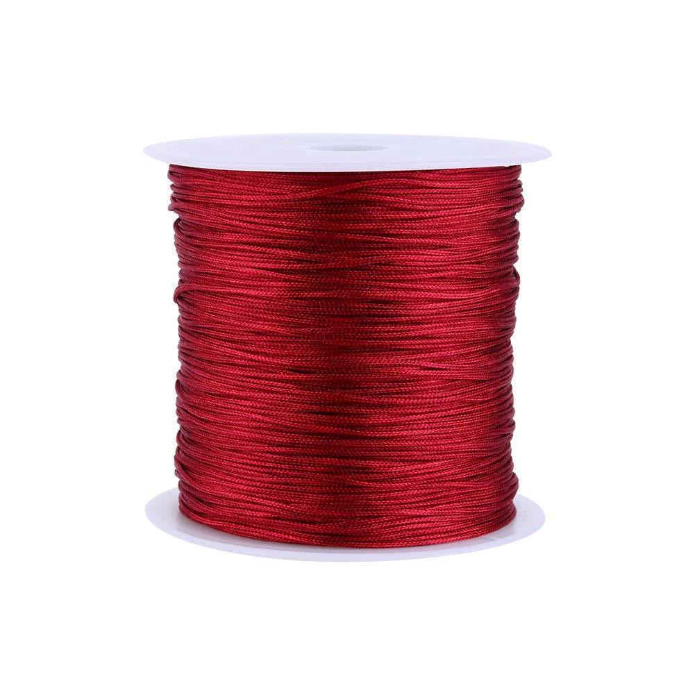Chinese Knot Cord, 100M x 0.8mm Nylon Chinese Knot Cord Rattail Macrame Thread String Burgundy, Perfect for Wall Hanging, Plant Hangers, Crafts, Knitting