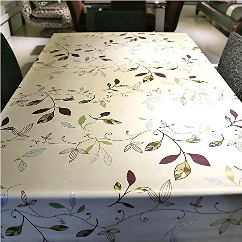 PVC Tablecloth, Eogo Vinyl Wipe Clean Oilcloth Tablecover 137ร200cm(Printing Leaves)