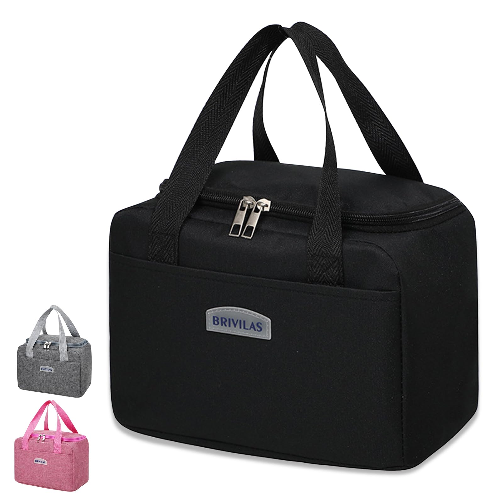 Binoster Insulated Lunch Bag Tote Bag for Women Wide Open Insulated Cooler Bag Water-Resistant Thermal Leak-Proof Lunch Organizer for Men Girls Outdoor Picnic Work (BlackSquare)