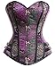 Charmian Women's Steampunk Gothic Brocade Steel Boned Bustier Corset with Buckle Purple XXX-Large