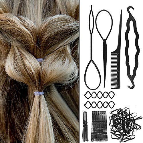 Hair Styling Set, 20 Kinds of Magic Hair Twist Styling Accessories, Donut Bun Maker Hairpins Hairbands Hair Clips Hair Braiding Tool Kit