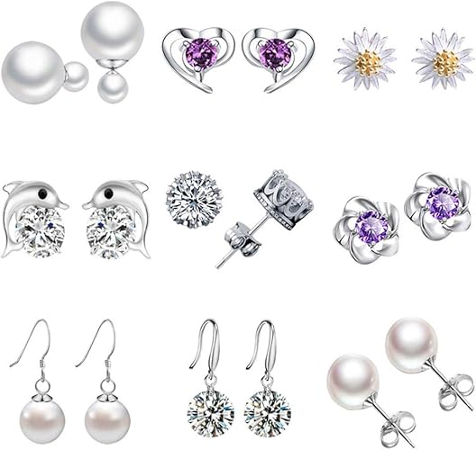 Amazon Sansue ピアス スタッド レディース イヤリング 可愛い ハートモチーフ ピアス ジルコニア 金属アレルギー対応 ジュエリー アクセサリー お祝い ギフト 誕生日プレゼント 9ペアセット ピアス 通販