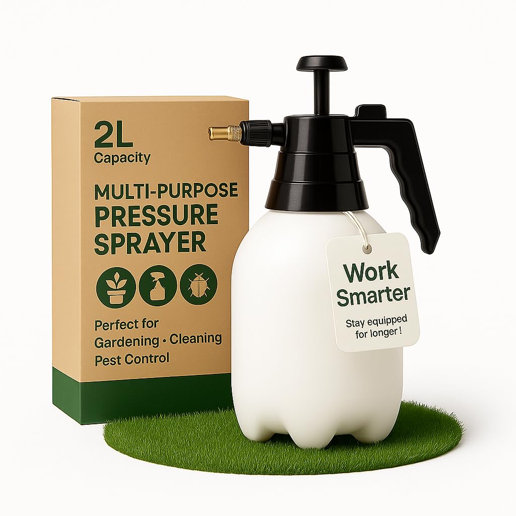 ASC - 2L Pump Action Pressure Sprayer Bottles - With Adjustable Nozzle, Frost Resistant Material - Perfect for Cleaning, Gardening, Water & Liquids, Fertilisers, Detergents - 2000ml / 2 Litre