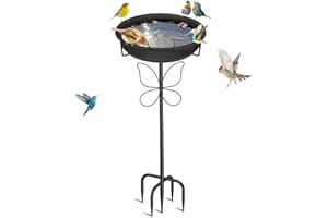 YOADEHOA Bird 37In Bath for Outside with Removable Bowl Metal Base, Freestanding Rust-Proof Birdbaths & Birdfeeder, Bird Bath