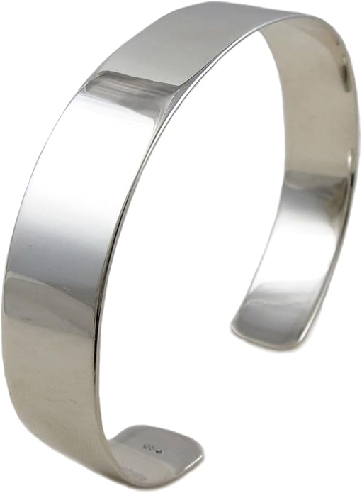 Solid 925 Sterling Silver Flat Bracelet Hallmarked Cuff Amazon.co.uk
