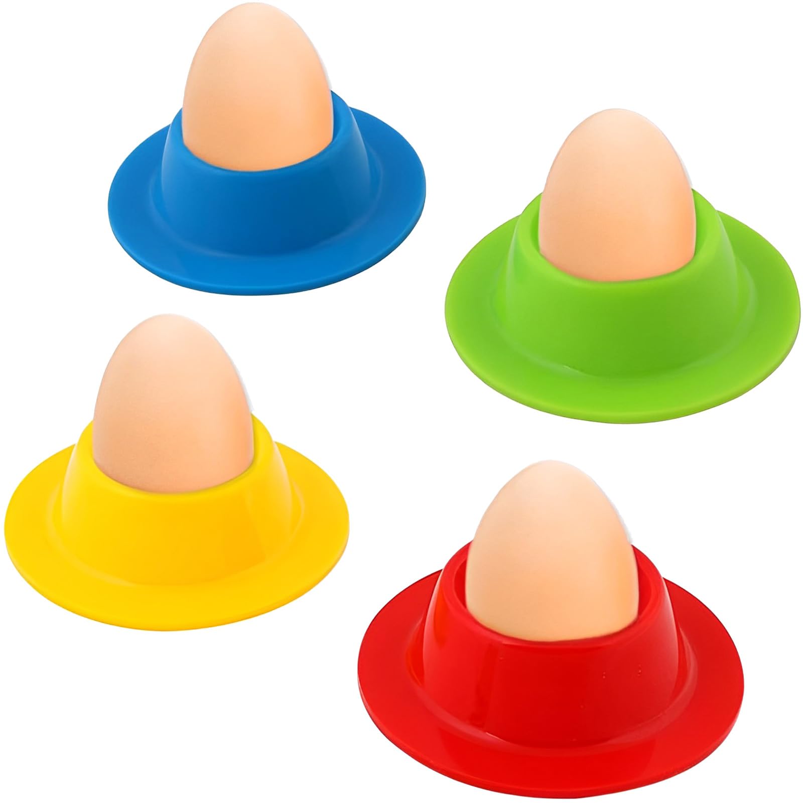 4Pcs Egg Cups Set, Colorful Egg Cup Tray Stackable and Storage, Boiled Egg Holder for Kitchen Boiled Eggs Breakfast, Egg Cups Kids Kitchen Cookware for Kids Breakfast, Camping