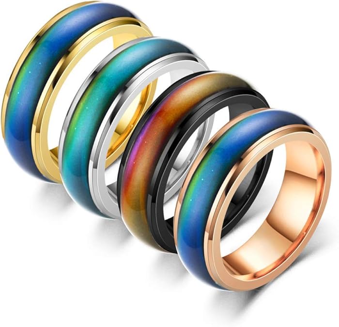 Color changing temperature rings, stainless steel jewelry, ring rings