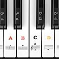 Juliet Music Piano Keyboard Stickers for keys removable,Learn to Play Piano for 88/61/54/49/37 Keys. Full Set Kids and Beginners Learning Piano, with Note Labels Instruction, No Residue Black