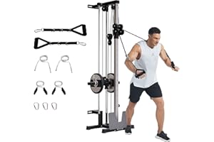 TackView Wall-Mount Cable Machine, Home Gym Station with 19 Positions Dual Pulley System for Weight Workouts