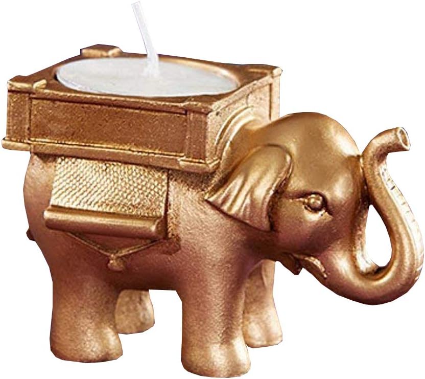 Lucky Elephant Golden Tealight Holder