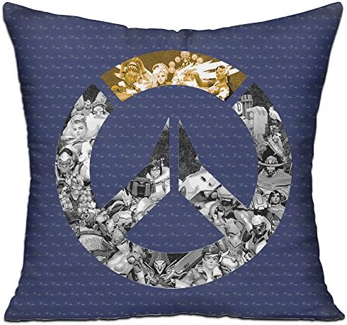 YesTown Overwatch All Heroes Logo - Overwatch Throw Pillow Soft Velvet Core Included,18 "X 18 "