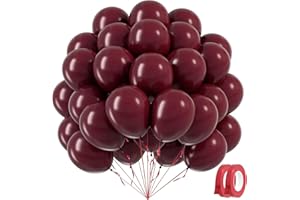 Burgundy Balloons 12 inch 50pcs, Maroon Party Latex Balloons for Baby Shower Graduation Birthday Valentine's Day Wedding Part