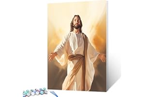 Aihonmin Jesus Unfolded His Arms Art Paint by Numbers Kits for Adults DIY Canvas Oil Painting Acrylic Pigment Kits Paint by Number Religion Style Home Wall Art Decor Gift 16x20In (Frameless)
