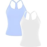 MathCat Workout Tank Tops for Women with Built in Bra, Sleeveless Gym Tops Seamless Racerback Athletic Yoga Shirts 2 Pack