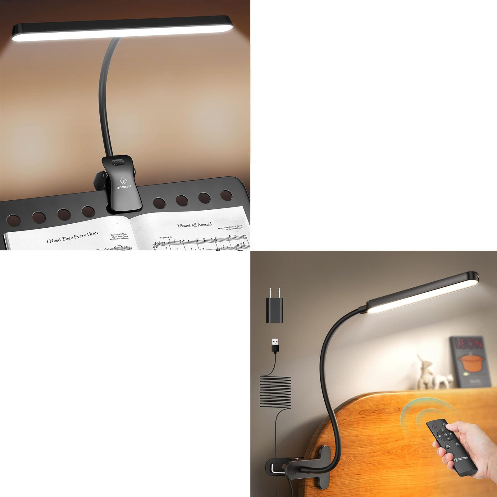 Glocusent Music Stand Light, Tri-Head Book Light for Reading at Night, Compact & Long Lasting, Perfect for Piano/Readingvers