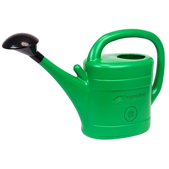 8 Litre Watering Can With Sprinkler Head Spring Spout Green Plastic Jug