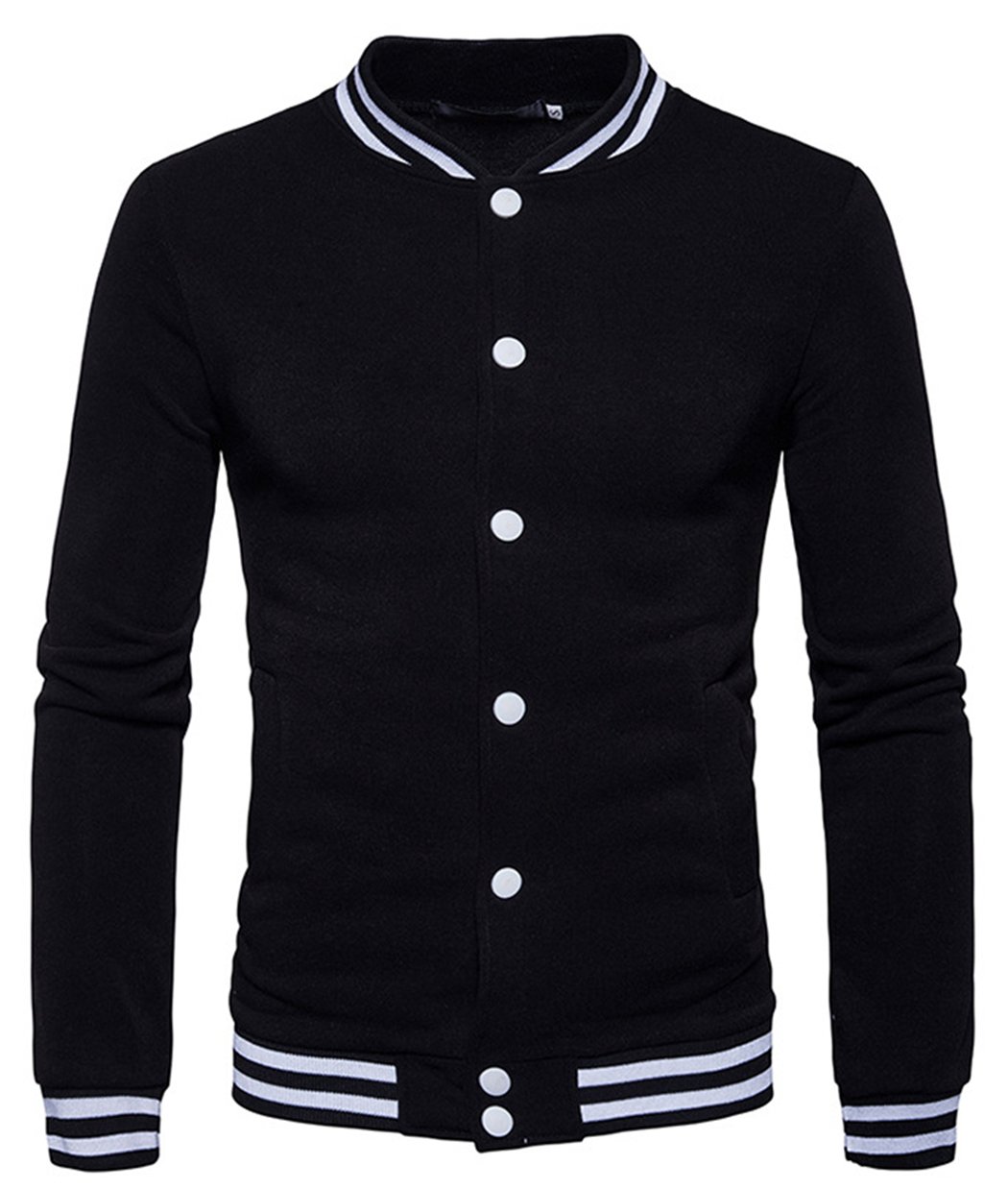 HOP FASHION Mens Casual Long Sleeve Baseball Collar Button Down Varsity