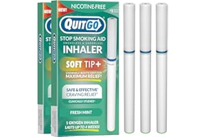 QuitGo Soft-Tip Smokeless Vapor-Less Inhaler | 100% Natural, Nicotine-Free Inhaler for Oral Support Habit Replacement When You Want to Quit Smoking (3 Pack, Fresh Mint)