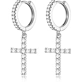 14K Gold Plated Cross Earrings for Women Men, CZ Cross Dangle Earrings Hypoallergenic Jewelry Gift