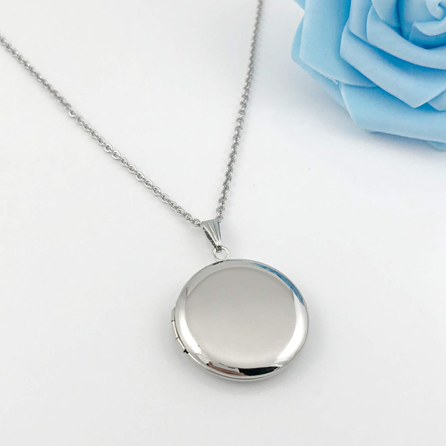 YOUFENG Round Locket Necklace that Holds Pictures Heart Circle Shape Lockets Gift for Jewelry