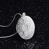 Fashion 925 Sterling Silver Rose Round Locket Necklace Box Snake Chain Jewelry