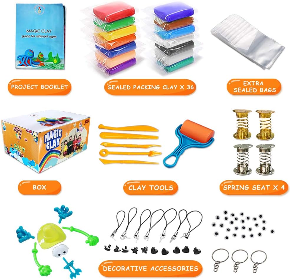 Modeling Clay Kit - 36 Colors Air Dry Magic Clay, Soft & Ultra Light DIY Molding Clay with Sculpting Tools, Animal Decoration Accessories, Kids Art Crafts Best Gift for Boys & Girls Age 3-12 Year Old